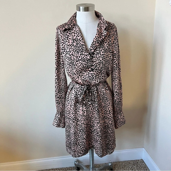 Equipment Femme Temera Leopard print Mini Shirt Dress Blush 17338 - Picture 4 of 14